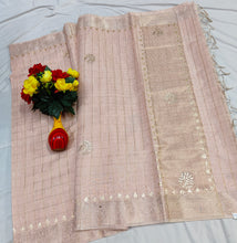 Load image into Gallery viewer, Peach Blush Zari Kota Saree for Modern Traditions