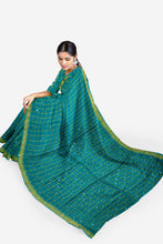Load image into Gallery viewer, PURE COTTON SAREE IN MIRROR WORK SEA GREEN COLOUR