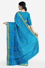 Load image into Gallery viewer, PURE COTTON SAREE WITH MIRROR WORK IN FIROZI COLOUR
