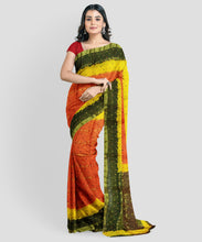 Load image into Gallery viewer, Orange Bandhej Saree IN Ten Line
