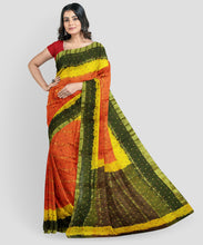 Load image into Gallery viewer, Orange Bandhej Saree IN Ten Line
