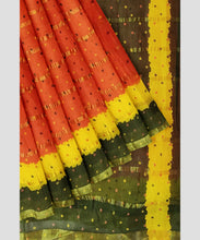Load image into Gallery viewer, Orange Bandhej Saree IN Ten Line
