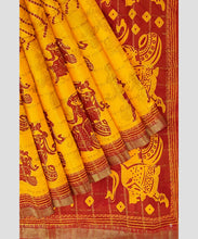 Load image into Gallery viewer, Pure Cotton Gathchola Saree With Gujari Prints
