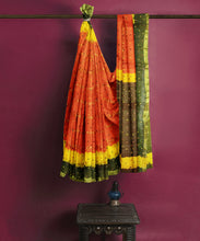 Load image into Gallery viewer, Orange Bandhej Saree IN Ten Line
