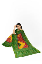 Load image into Gallery viewer, Pure Cotton Bandhej Saree With Green Border
