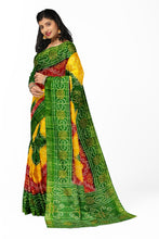 Load image into Gallery viewer, Pure Cotton Bandhej Saree With Green Border
