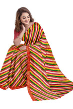 Load image into Gallery viewer, Pure Cotton Gathchola Saree With Multicolor Lehariya Print
