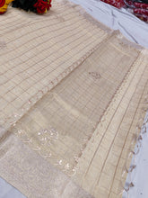 Load image into Gallery viewer, Elegant Zari Kota Cotton Saree in Cream
