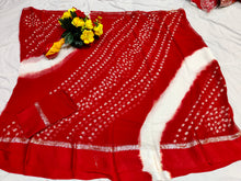 Load image into Gallery viewer, Classic Red &amp; White Bandhej Cotton Saree
