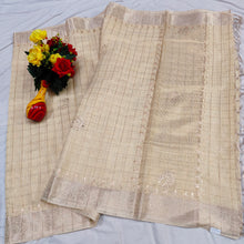 Load image into Gallery viewer, Elegant Zari Kota Cotton Saree in Cream
