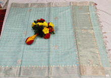 Load image into Gallery viewer, Festive Sea Green Kota Doria Saree with Zari Border
