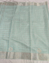 Load image into Gallery viewer, Festive Sea Green Kota Doria Saree with Zari Border
