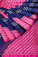 Load image into Gallery viewer, Vibrant Hand Tie-Dye Bandhani Saree with Attached Blouse