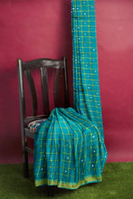 Load image into Gallery viewer, PURE COTTON SAREE IN MIRROR WORK SEA GREEN COLOUR
