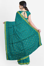 Load image into Gallery viewer, PURE COTTON SAREE IN MIRROR WORK SEA GREEN COLOUR
