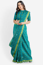 Load image into Gallery viewer, PURE COTTON SAREE IN MIRROR WORK SEA GREEN COLOUR
