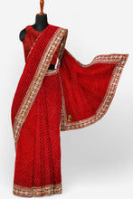 Load image into Gallery viewer, Elegant Georgette Saree with Intricate Gota Patti Lace Border
