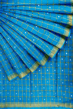 Load image into Gallery viewer, PURE COTTON SAREE WITH MIRROR WORK IN FIROZI COLOUR
