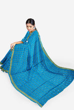 Load image into Gallery viewer, PURE COTTON SAREE WITH MIRROR WORK IN FIROZI COLOUR
