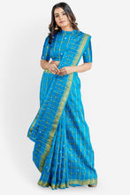Load image into Gallery viewer, PURE COTTON SAREE WITH MIRROR WORK IN FIROZI COLOUR

