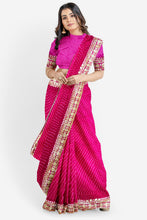 Load image into Gallery viewer, Elegant Georgette Saree with Intricate Gota Patti Lace Border
