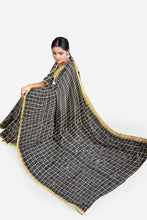 Load image into Gallery viewer, PURE COTTON SAREE IN MIRROR WORK BLACK COLOUR
