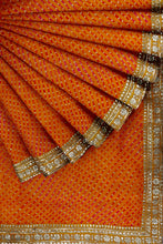 Load image into Gallery viewer, Elegant Georgette Saree with Intricate Gota Patti Lace Border
