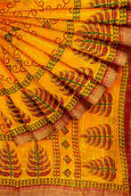 Load image into Gallery viewer, Pure Cotton Gathchola Saree In Yellow Colour Traditional Wear
