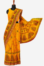 Load image into Gallery viewer, Pure Cotton Gathchola Saree In Yellow Colour Traditional Wear
