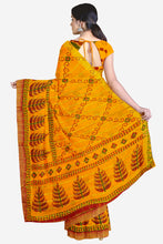 Load image into Gallery viewer, Pure Cotton Gathchola Saree In Yellow Colour Traditional Wear
