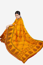 Load image into Gallery viewer, Pure Cotton Gathchola Saree In Yellow Colour Traditional Wear
